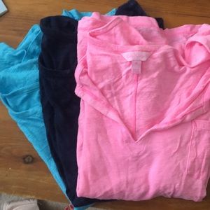 Lilly Pulitzer linen V-Neck Pocket Tee Trio
